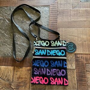 Robin Ruth Crossbody Purse Bag San Diego Text Zippered Sling Tote New w/o Tags